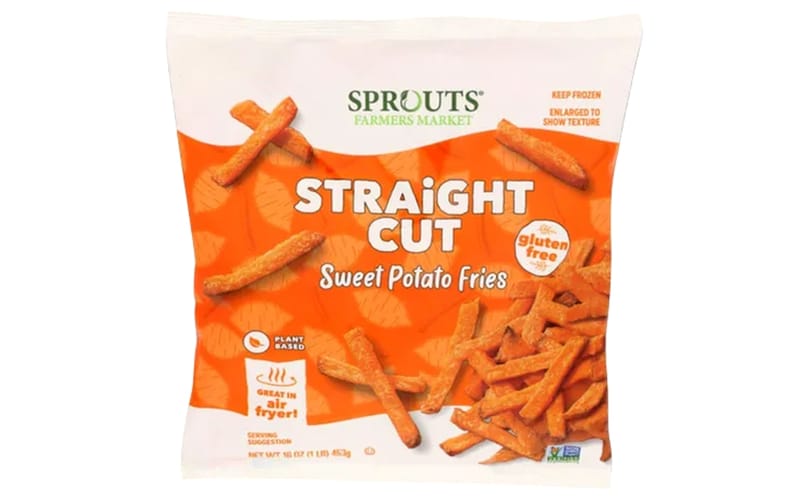 Sprouts Straight Cut Sweet Potato Fries earned an honorable mention for their caramelized edges and balanced texture in the frozen fry taste test.