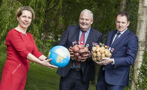 Tara McCarthy, CEO of Bord Bia, Michael Hoey, president of the Irish Potato Federation and Minister for Agriculture, Food and the Marine Charlie McConalogue. Tara McCarthy, CEO of Bord Bia, Michael Hoey, president of the Irish Potato Federation and Minister for Agriculture, Food and the Marine Charlie McConalogue.
