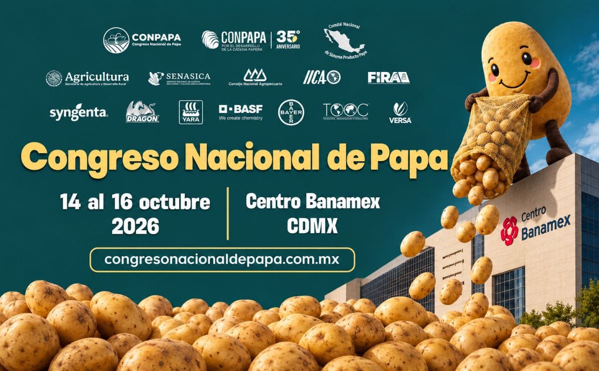 El Congreso Nacional de Papa 2026, organizado por CONPAPA, se celebrará del 14 al 16 de octubre en el Centro Banamex, Ciudad de México.