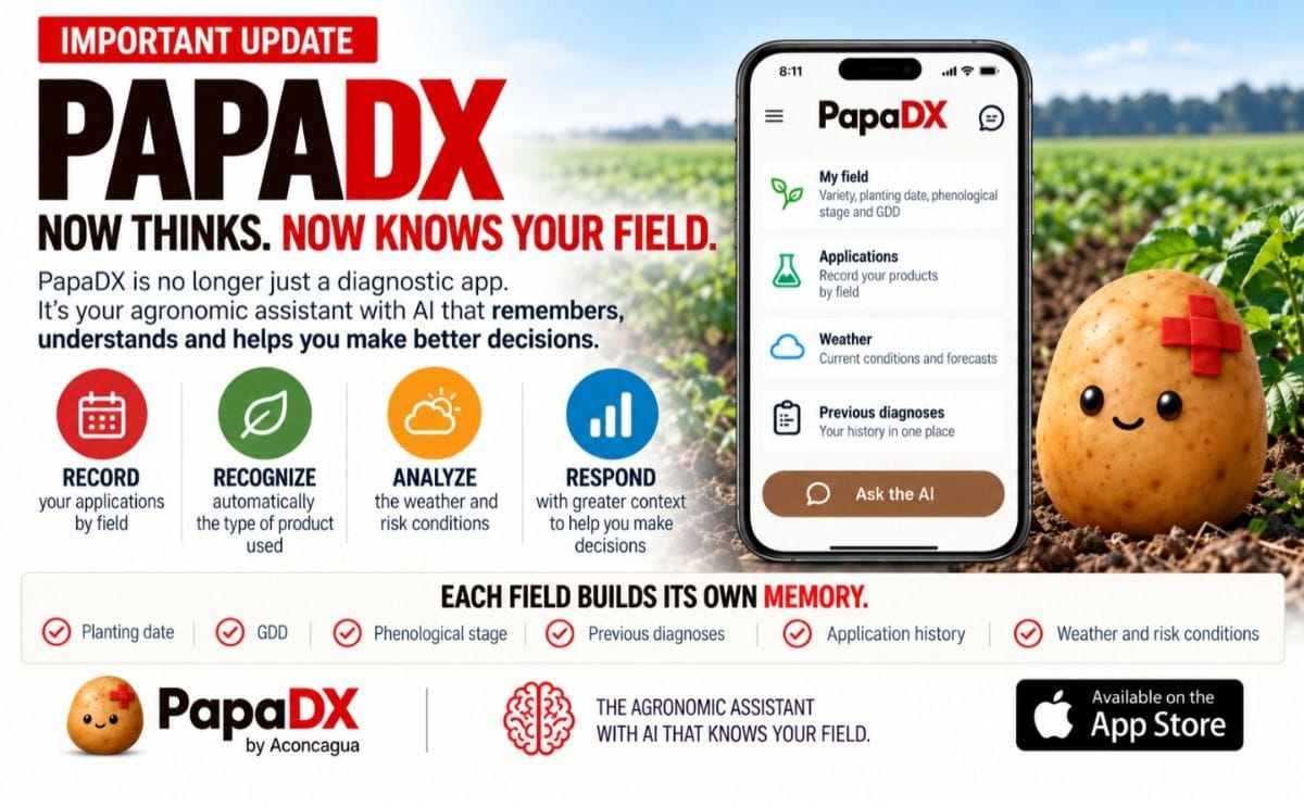 PapaDX introduces field-level memory, enabling its AI agronomic assistant to use crop history, applications, weather, GDD, growth stage and previous diagnoses to provide more contextual support for potato growers
