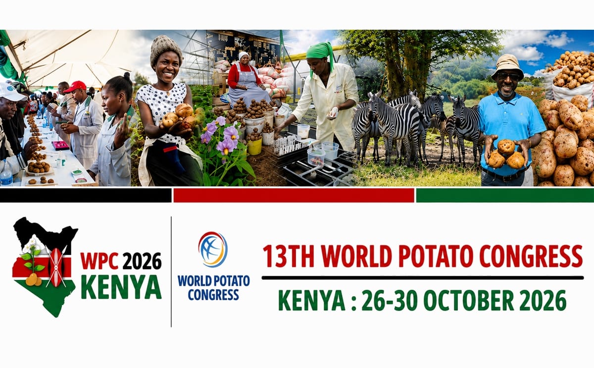 The 13th World Potato Congress, taking place in Naivasha, Kenya, from October 26–30, 2026, marks 100 days to go with new speaker announcements, expanded participation opportunities, and preparations for the first Congress to be held in East Africa The 13th World Potato Congress, taking place in Naivasha, Kenya, from October 26–30, 2026, marks 100 days to go with new speaker announcements, expanded participation opportunities, and preparations for the first Congress to be held in East Africa