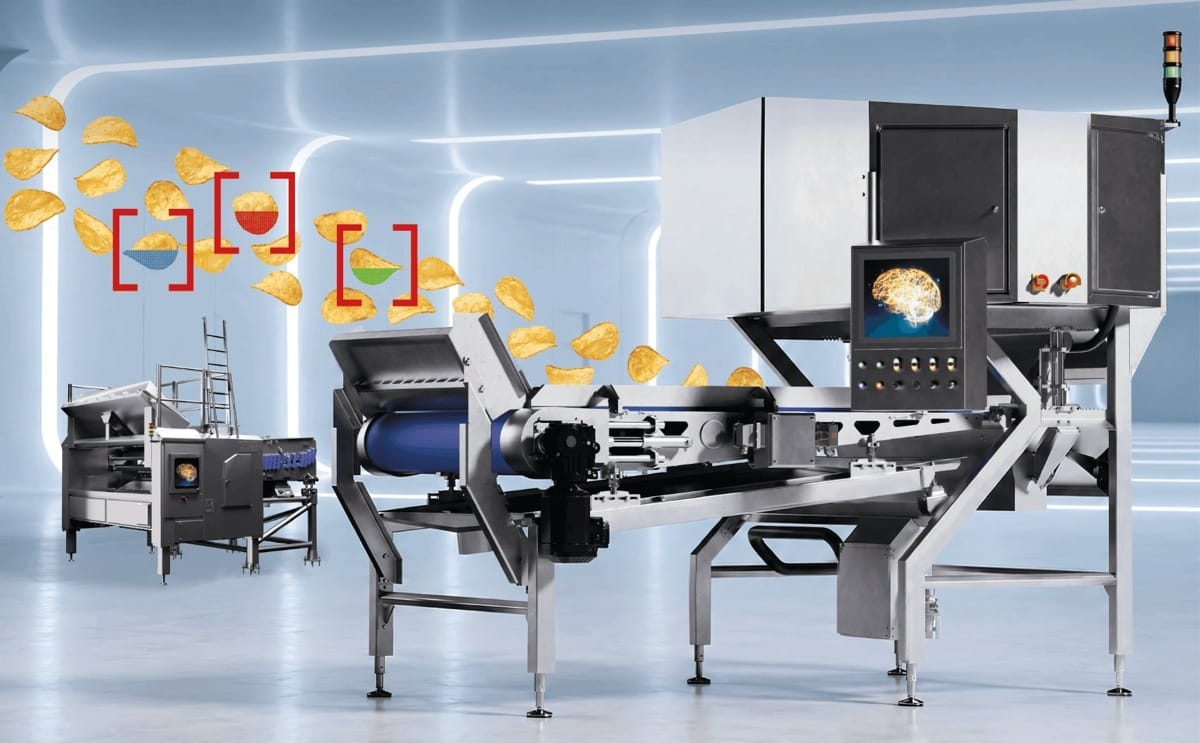 The new Sherlock Belt Compact combines in-flight inspection, 4K RGB imaging and AI-powered deep learning to improve sorting precision for potato chips, snacks and other small food products The new Sherlock Belt Compact combines in-flight inspection, 4K RGB imaging and AI-powered deep learning to improve sorting precision for potato chips, snacks and other small food products