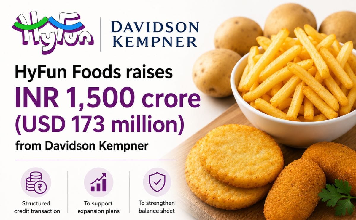 HyFun Foods has raised INR 1,500 crore (USD 173 million) from Davidson Kempner to support expansion plans and strengthen its financial position. HyFun Foods has raised INR 1,500 crore (USD 173 million) from Davidson Kempner to support expansion plans and strengthen its financial position.