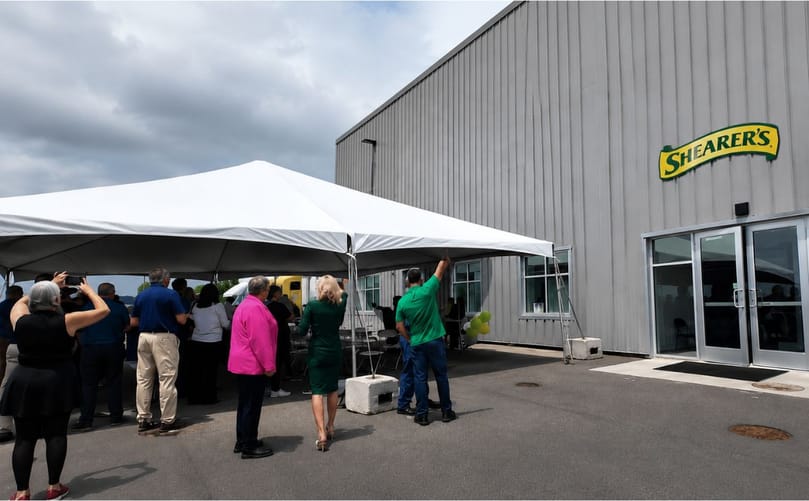 Guests gathered for the opening of Shearer's Foods' new manufacturing facility in Moraine, Ohio, celebrating the company's latest investment and expansion of its snack production network.