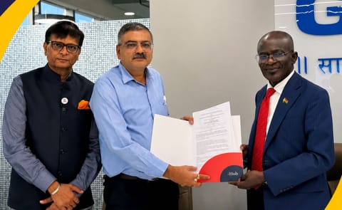 Representatives of Natural Storage Solutions Pvt. Ltd. and the Republic of Ghana mark the signing of a Memorandum of Understanding during the Bharat–Ghana Shark Connect initiative. Representatives of Natural Storage Solutions Pvt. Ltd. and the Republic of Ghana mark the signing of a Memorandum of Understanding during the Bharat–Ghana Shark Connect initiative.