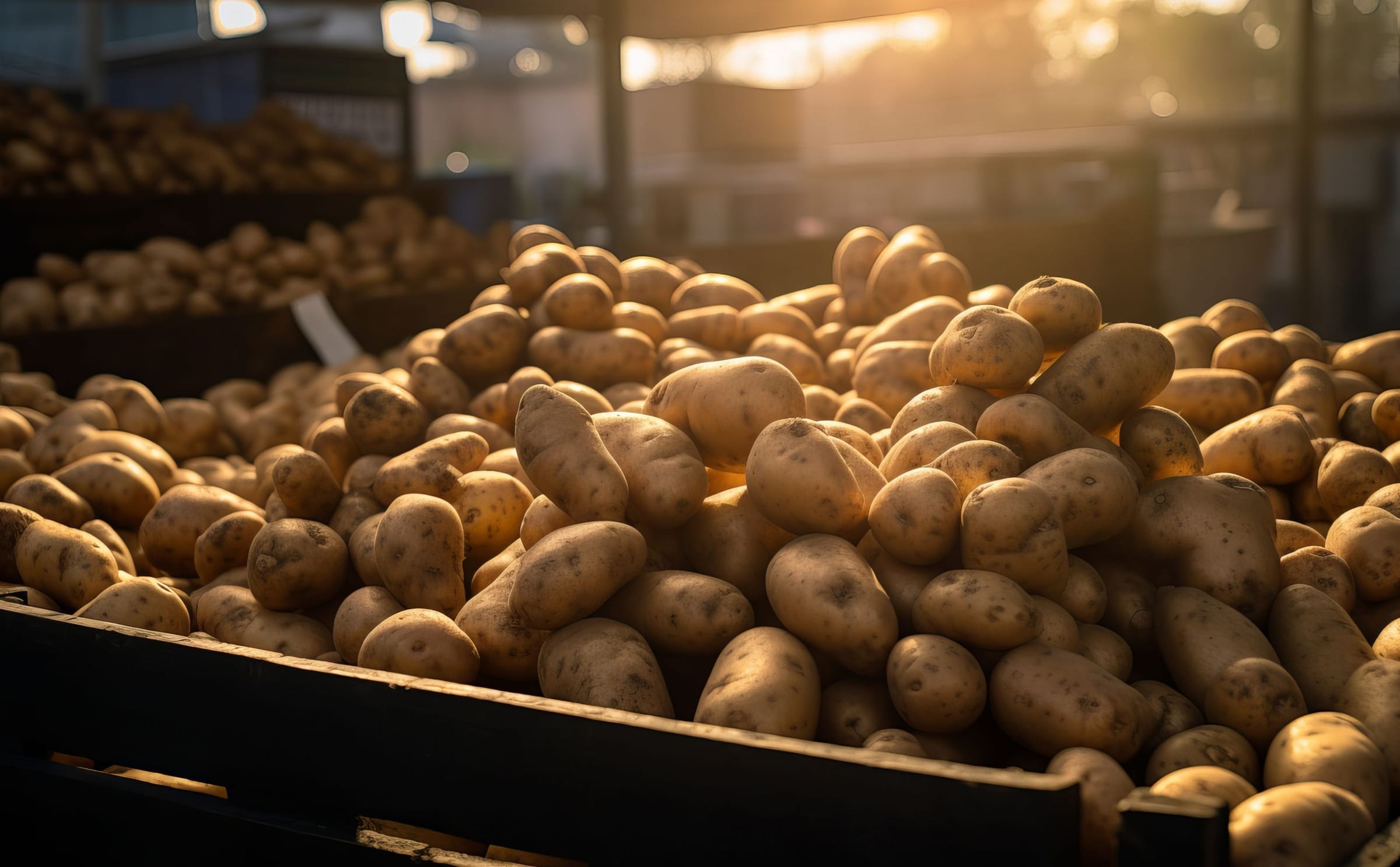 Fresh potatoes in the market