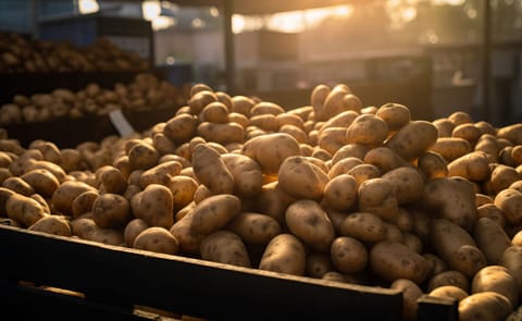 Fresh potatoes in the market Fresh potatoes in the market