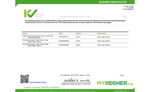 International Food and Consumable Goods-Egypt - Certificate International Food and Consumable Goods-Egypt - Certificate