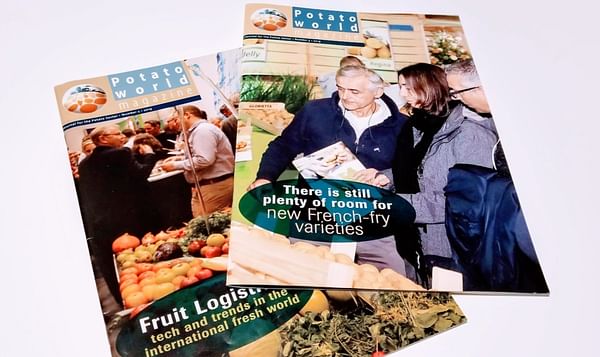 Two issues of the printed version of the Potato World Magazine