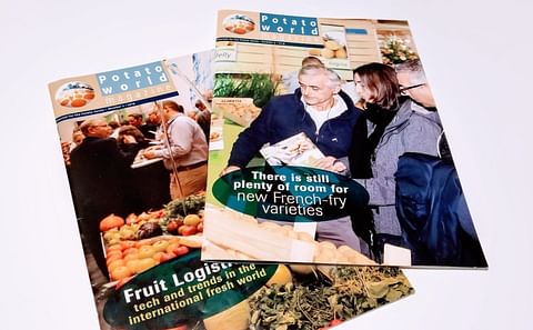 Two issues of the printed version of the Potato World Magazine