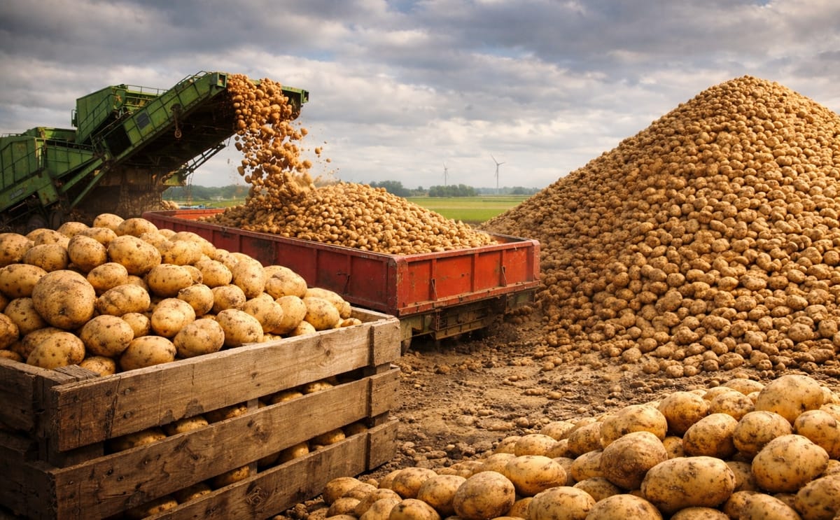 A large potato harvest in Northwest Europe highlights the oversupply in the market, as increased acreage and production continue to exceed demand. A large potato harvest in Northwest Europe highlights the oversupply in the market, as increased acreage and production continue to exceed demand.