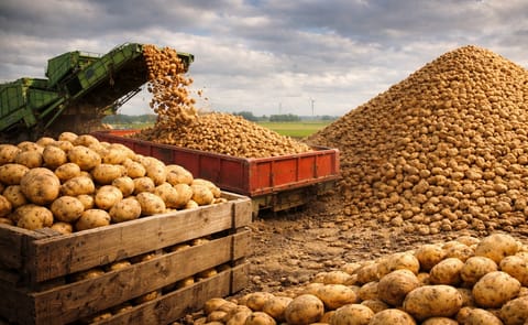 A large potato harvest in Northwest Europe highlights the oversupply in the market, as increased acreage and production continue to exceed demand. A large potato harvest in Northwest Europe highlights the oversupply in the market, as increased acreage and production continue to exceed demand.