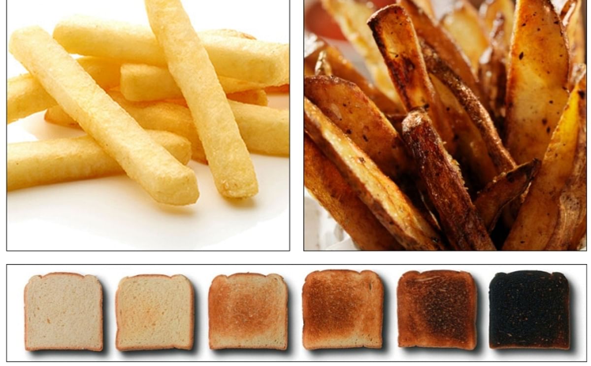 Consumers can reduce their intake of acrylamide by frying french fries to a light golden colour and by toasting bread to the lightest colour acceptable.