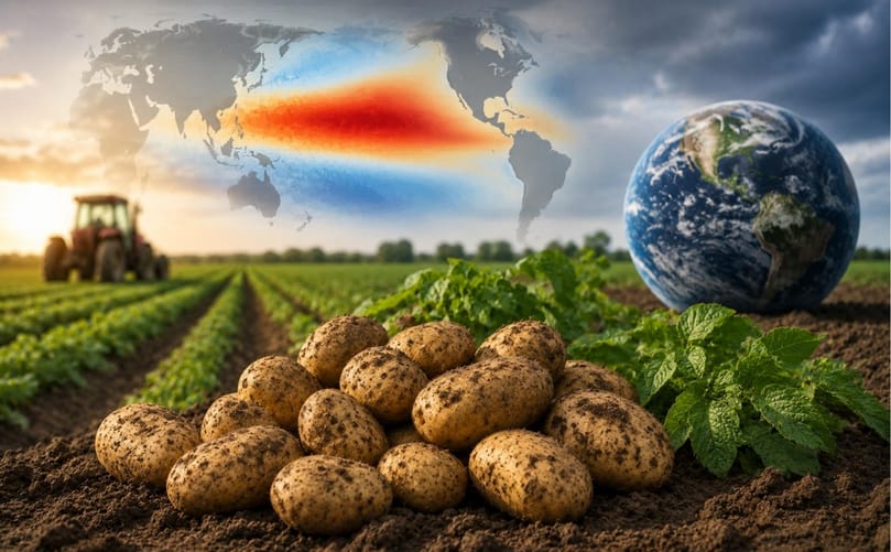 El Niño-related ocean warming may alter rainfall and temperature patterns in major potato-growing regions, affecting crop development and yields. El Niño-related ocean warming may alter rainfall and temperature patterns in major potato-growing regions, affecting crop development and yields.