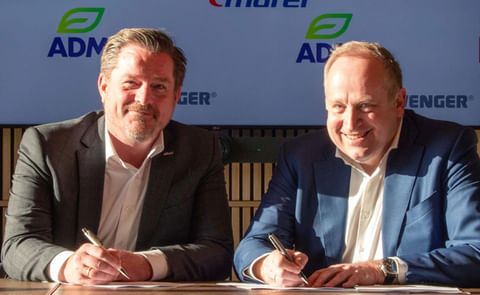 Jesper Hjortshoj, President of Wenger and VP Business Development, Marel; Mel Tunderman, VP Savory, ADM Jesper Hjortshoj, President of Wenger and VP Business Development, Marel; Mel Tunderman, VP Savory, ADM