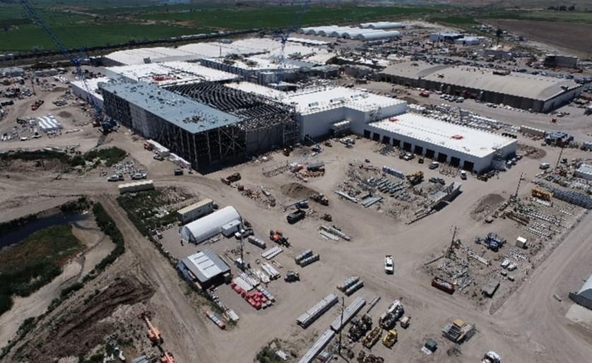 An aerial view of the $415 million expansion project currently under way at Lamb Weston’s American Falls facility.