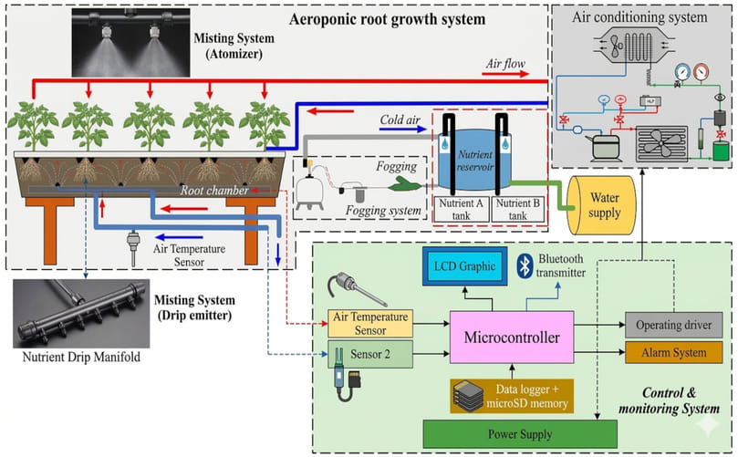 Schematic Representation of Aeroponic System for Potato Cultivation