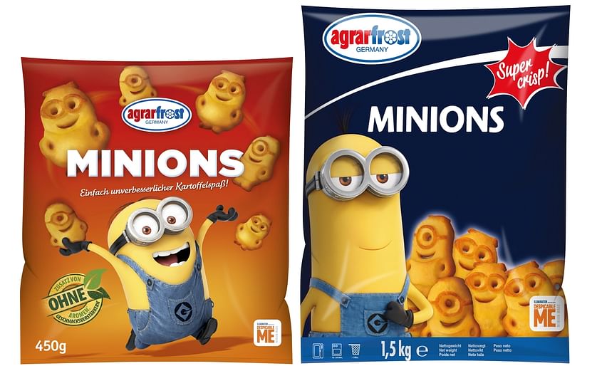 Agrarfrost offers their highly successful Minions 3D potato figures to both retail (left) and foodservice (right, not on scale))