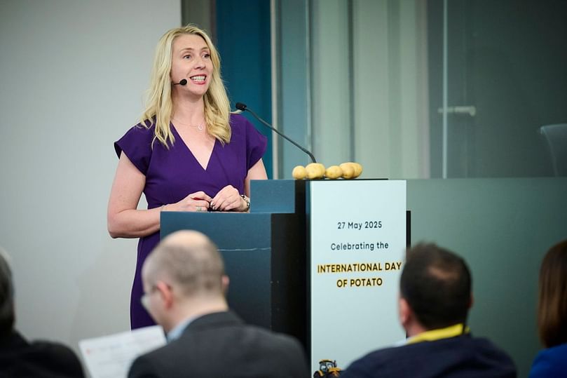 Agri-journalist Rose O’Donovan moderates the expert panel on sustainability, innovation, and competitiveness in the European potato sector. Agri-journalist Rose O’Donovan moderates the expert panel on sustainability, innovation, and competitiveness in the European potato sector.