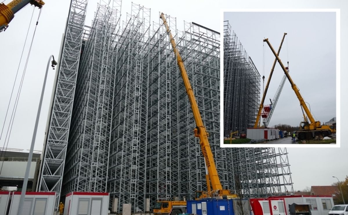 In December Agristo completed a new phase in the construction of the new deepfreeze warehouse in Nazareth, the installation of the automated stacker cranes (see inset). Completion of the cold-store is planned for March 2016