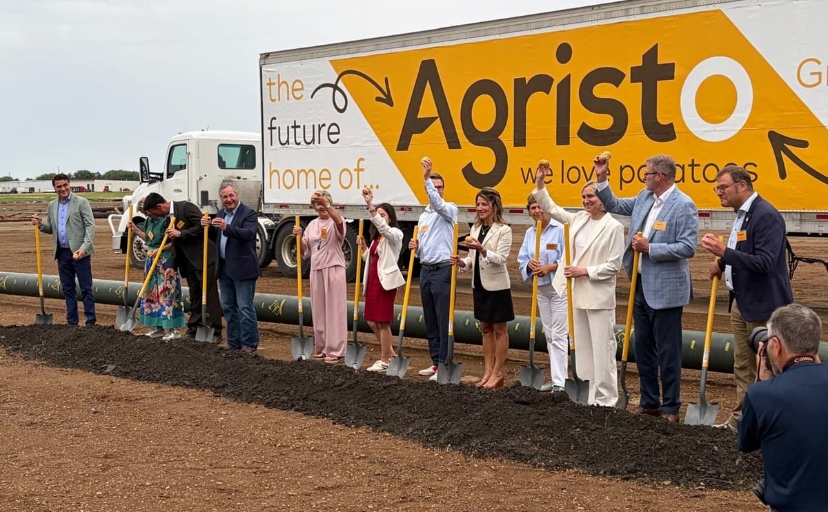 Agristo executives, local leaders, partners, and stakeholders officially break ground on the company's new potato processing facility in Grand Forks, North Dakota, marking the start of a landmark investment in U.S. potato processing and regional economic growth.