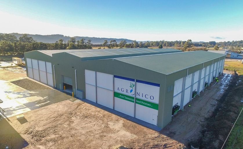 Aerial view of the new Agronico potato storage facility in Spreyton, Tasmania (Australia)