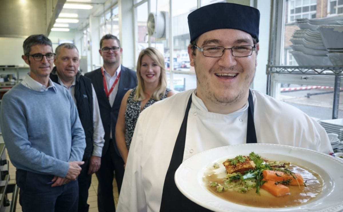 Frazer Coulby (Harrogate College student) with his winning dish, bubble and squeak with belly pork Frazer Coulby (Harrogate College student) with his winning dish, bubble and squeak with belly pork