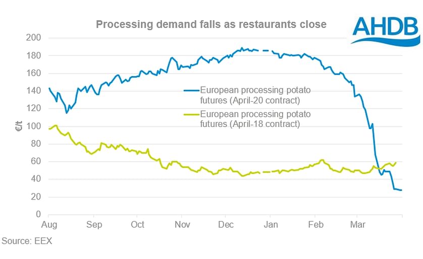 The potato futures (EEX) indicate the extent that the demand of potatoes for processing has fallen.