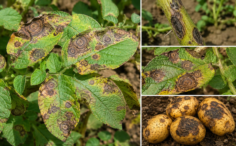 Concentric Ring “Target Spot” Symptoms of Early Blight in Potato