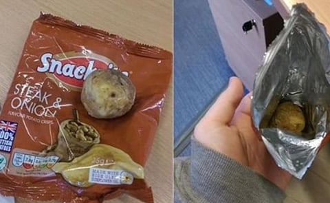 Aldi crisp packet contains only a single potato. Aldi crisp packet contains only a single potato.