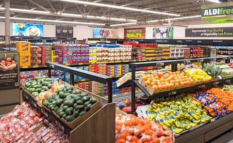 ALDI produce section in one of the grocery chain's United States stores ALDI produce section in one of the grocery chain's United States stores
