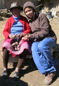 Alejandra Arce with a potato producer in Huancavelica, Perú
