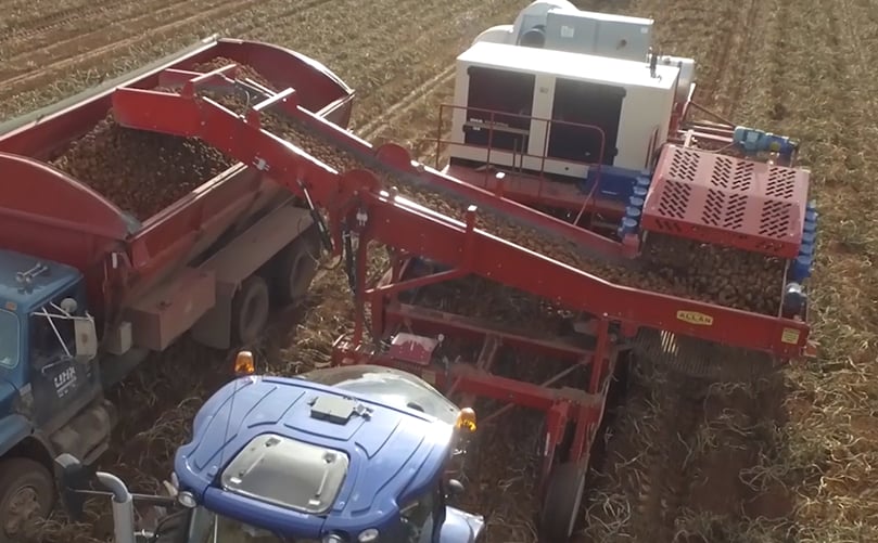 Close-up of the Allan 3 row potato harvester Close-up of the Allan 3 row potato harvester
