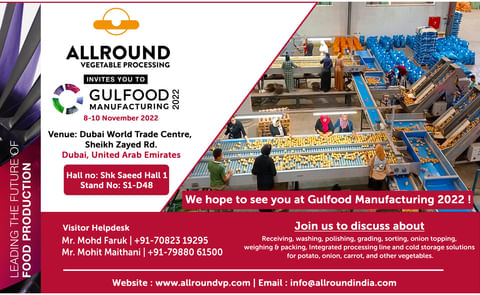 Allround (India) will demonstrate its equipments on Gulfood Manufacturing 2022 Allround (India) will demonstrate its equipments on Gulfood Manufacturing 2022