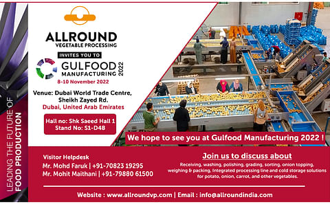 Allround (India) will demonstrate its equipments on Gulfood Manufacturing 2022