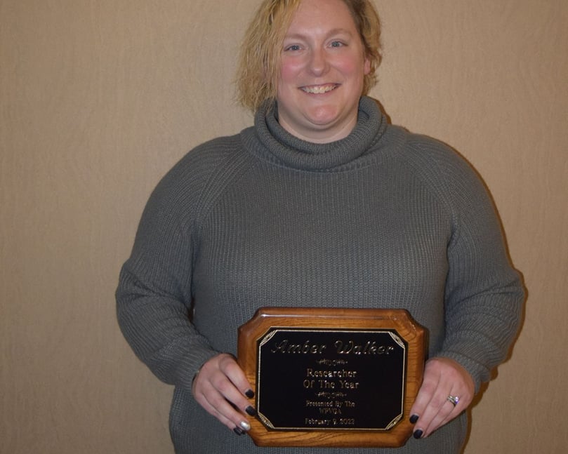 The WPVGA Researcher of the Year Award went to Amber Walker The WPVGA Researcher of the Year Award went to Amber Walker
