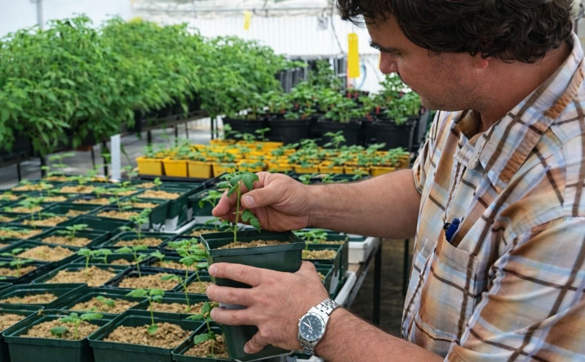 Private potato breeder Andre Gagnon at work at his research facility in Quebec. Private potato breeder Andre Gagnon at work at his research facility in Quebec.