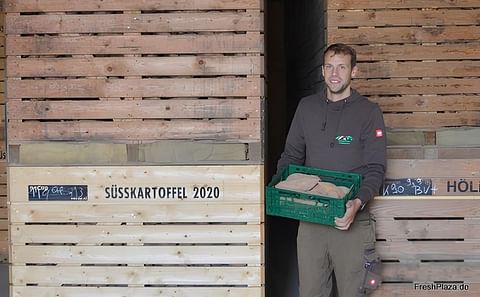 Andreas Pottbäcker (shown here in the Curing room) has broken new ground by growing sweet potatoes. The tubers are marketed either to Essen-based potato wholesaler Von der Stein or to Edeka Rhein-Ruhr, in each case in the tried-and-tested Europool returnable crate.