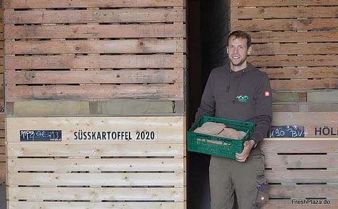 Andreas Pottbäcker (shown here in the Curing room) has broken new ground by growing sweet potatoes. The tubers are marketed either to Essen-based potato wholesaler Von der Stein or to Edeka Rhein-Ruhr, in each case in the tried-and-tested Europool returnable crate. Andreas Pottbäcker (shown here in the Curing room) has broken new ground by growing sweet potatoes. The tubers are marketed either to Essen-based potato wholesaler Von der Stein or to Edeka Rhein-Ruhr, in each case in the tried-and-tested Europool returnable crate.