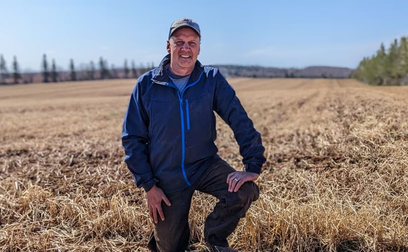 Potato grower Andrew Lawless says his farm uses tillage equipment that has a seeder attached to plant the cover crop, so they can do everything in one pass, to save on fuel and create fewer emissions. Courtesy: CBC Potato grower Andrew Lawless says his farm uses tillage equipment that has a seeder attached to plant the cover crop, so they can do everything in one pass, to save on fuel and create fewer emissions. Courtesy: CBC