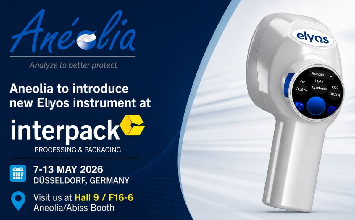Aneolia will showcase its new Elyos portable gas and leak detector alongside the Oxylos and Exos instruments during live demonstrations at interpack 2026 in Düsseldorf, Germany.