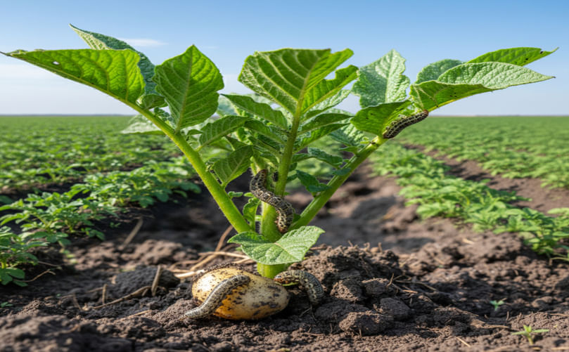 Fall Armyworm Larva Devastating Potato Foliage Army worm Affect