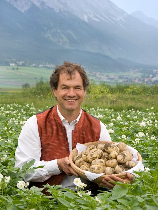 Potato grower Romed Wopfner from Thaur (Tirol), Austria in one of his potato fields Potato grower Romed Wopfner from Thaur (Tirol), Austria in one of his potato fields