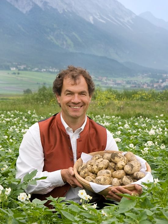 Potato grower Romed Wopfner from Thaur (Tirol), Austria in one of his potato fields