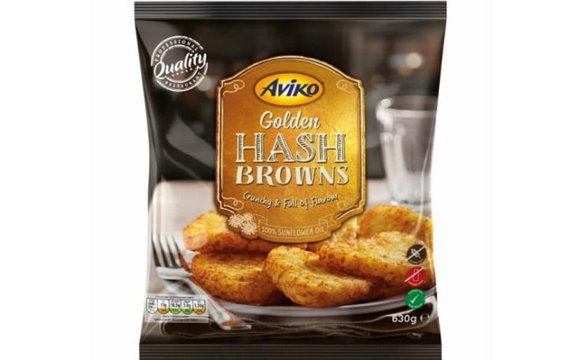 Aviko Golden Hash Browns are available in the United Kingdom in 630g packs (case sizes of 8), retailing at £1.29.