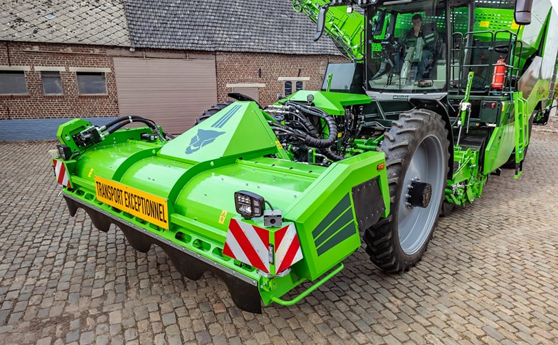 AVR Puma 5 haulm topper and front module in transport position AVR Puma 5 haulm topper and front module in transport position