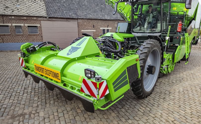 AVR Puma 5 haulm topper and front module in transport position AVR Puma 5 haulm topper and front module in transport position