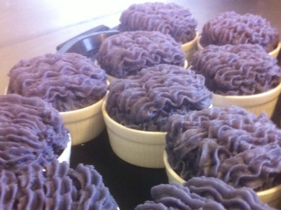 Purple potatoes make beautifully coloured mash Purple potatoes make beautifully coloured mash