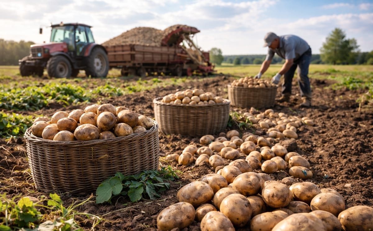 Belarusian farmers harvest potatoes amid a smaller-than-expected 2025 crop, raising concerns over future supply and potential price increases.