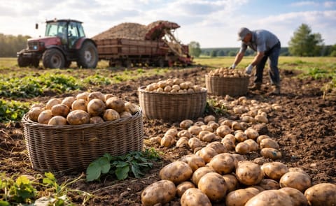 Belarusian farmers harvest potatoes amid a smaller-than-expected 2025 crop, raising concerns over future supply and potential price increases. Belarusian farmers harvest potatoes amid a smaller-than-expected 2025 crop, raising concerns over future supply and potential price increases.